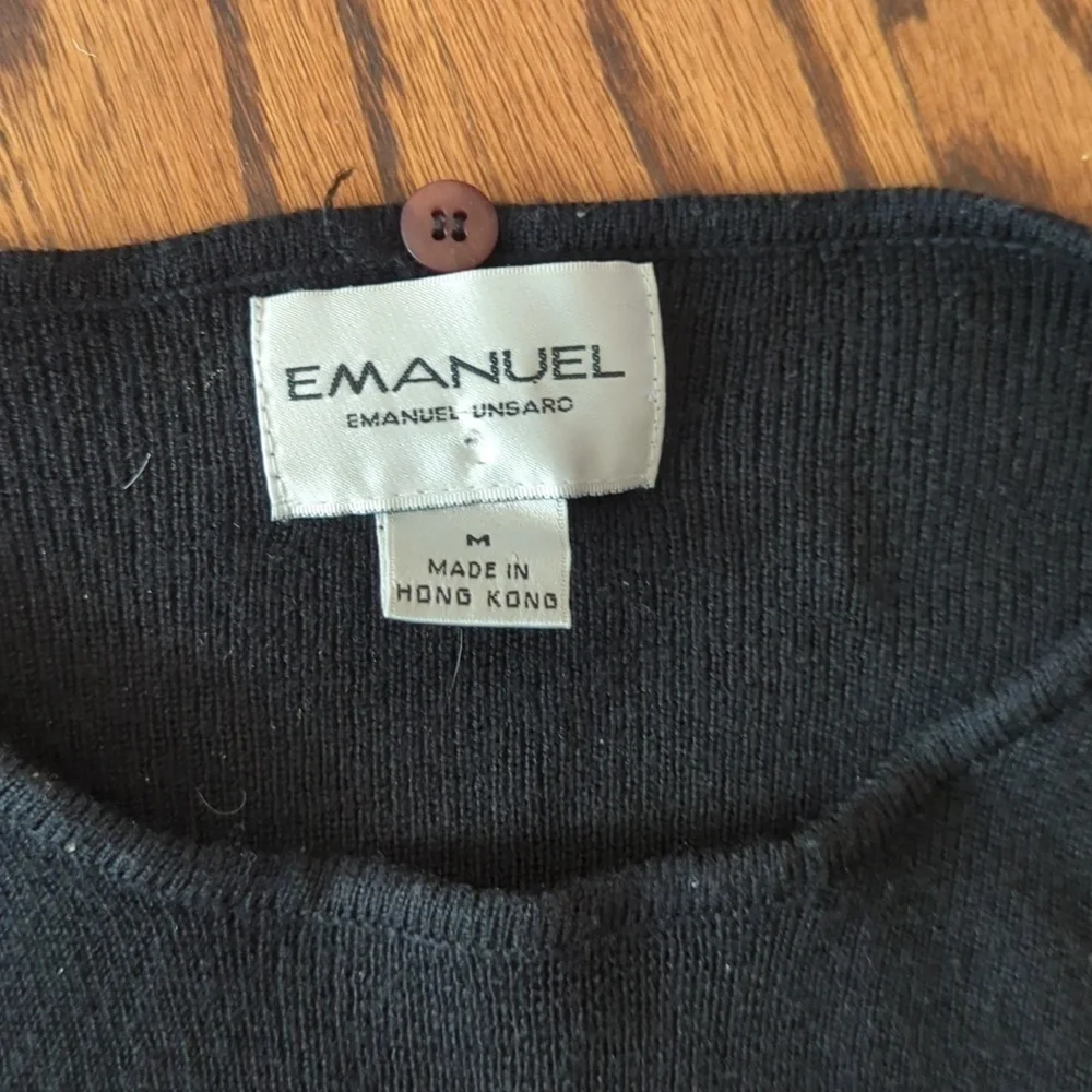 Vtg Designer Emmanuel Ungaro black ribbed wool/cashmere pullover sweater sz M